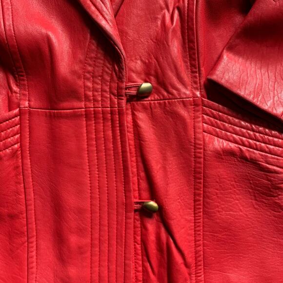 Vintage Red Leather Jacket Size S - Picture 4 of 6